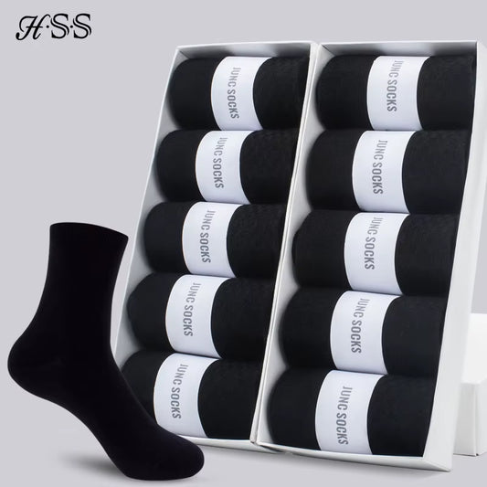 5/10 Pairs Men'S Cotton Blend Socks Black Business Men Socks Soft Breathable Summer Winter for Male Socks plus Size (6.5-14)