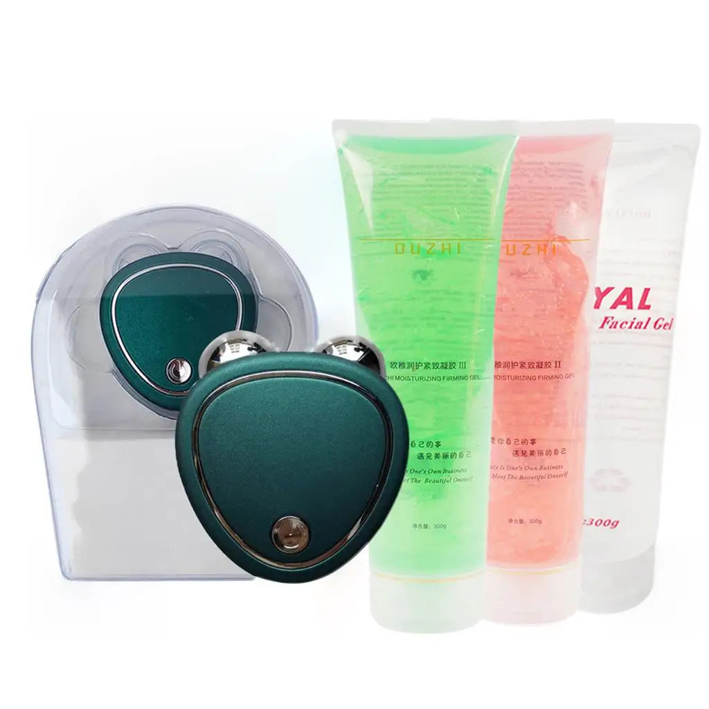 Beauty Massager Cold Gel Microcurrent Face Lifter V Line Anti-Wrinkle Roller Skin Tightening Rejuvenation Facial Lifts Slimming