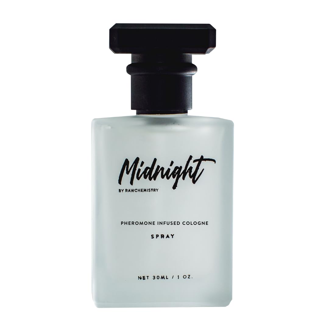 Pheromone Infused Cologne for Men - Midnight 1 oz Men Spray by RawChemistry | Premium Mens Cologne, Long Lasting Perfume for Men, Perfume Para Hombre, Essential Fragrances, Daily Use, 1 Oz