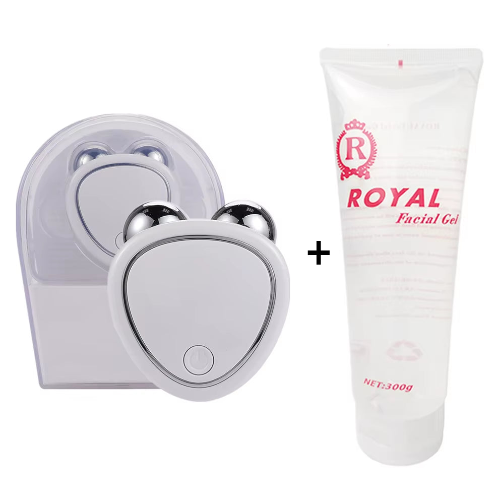 Beauty Massager Cold Gel Microcurrent Face Lifter V Line Anti-Wrinkle Roller Skin Tightening Rejuvenation Facial Lifts Slimming