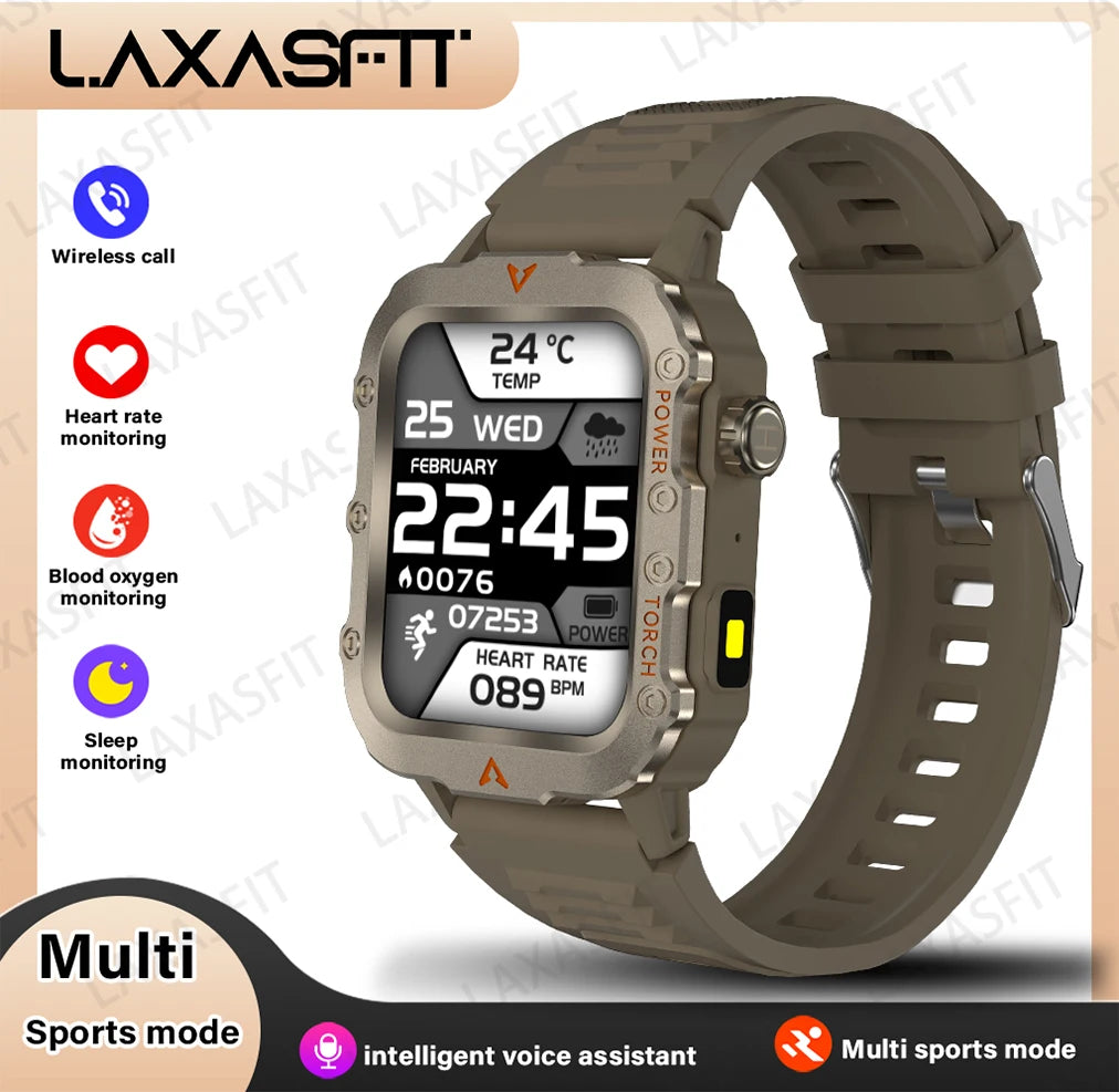 New Men'S Smart Watch LED Flashlight Outdoor Sports Smart Watch Wristwatch Health Monitoring Smart Watch