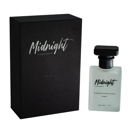 Pheromone Infused Cologne for Men - Midnight 1 oz Men Spray by RawChemistry | Premium Mens Cologne, Long Lasting Perfume for Men, Perfume Para Hombre, Essential Fragrances, Daily Use, 1 Oz