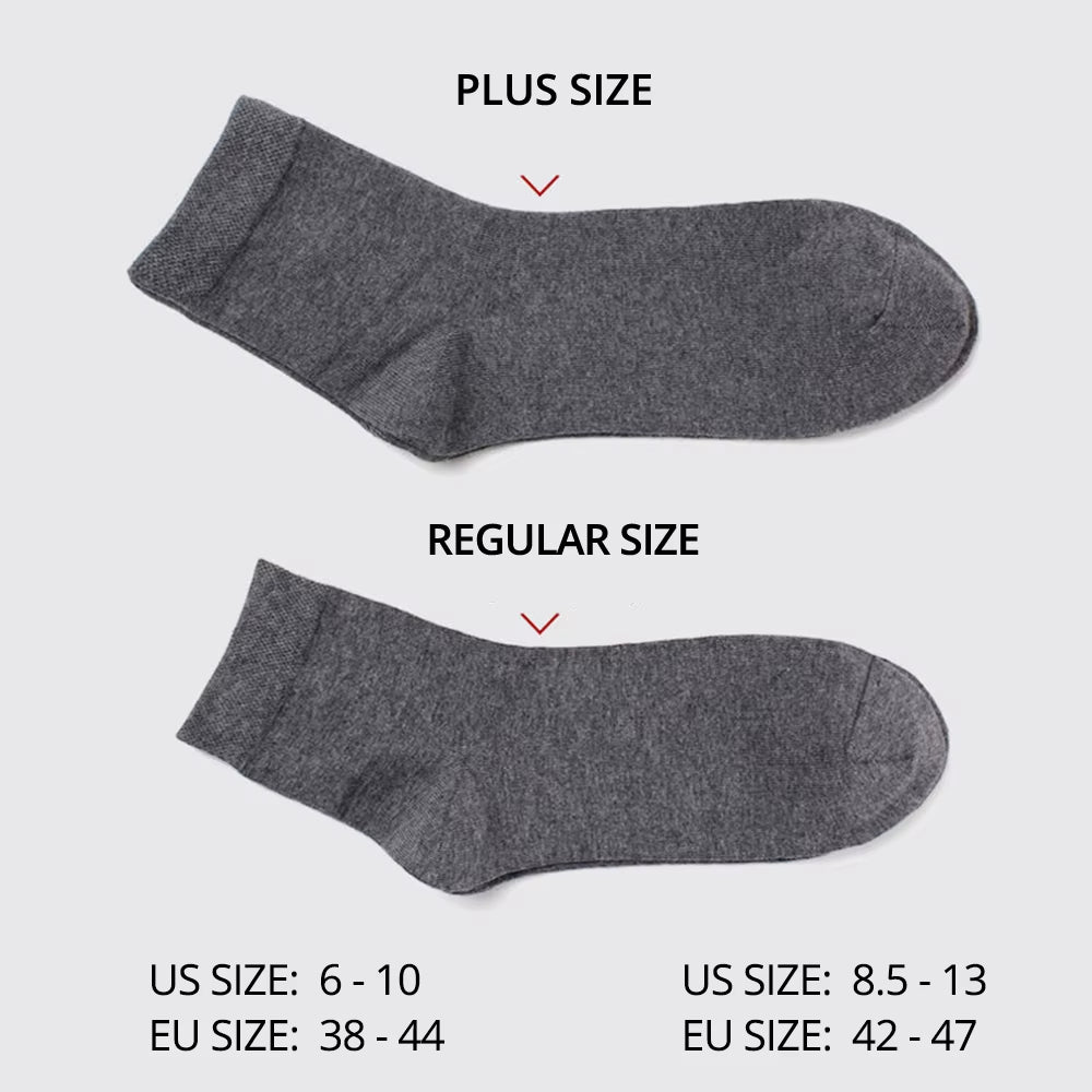 5/10 Pairs Men'S Cotton Blend Socks Black Business Men Socks Soft Breathable Summer Winter for Male Socks plus Size (6.5-14)