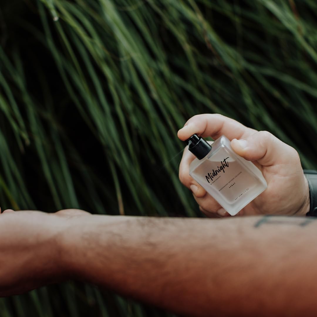 Pheromone Infused Cologne for Men - Midnight 1 oz Men Spray by RawChemistry | Premium Mens Cologne, Long Lasting Perfume for Men, Perfume Para Hombre, Essential Fragrances, Daily Use, 1 Oz
