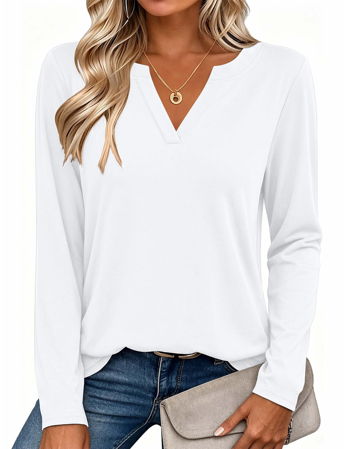 Zeagoo Womens Tops Long Sleeve V Neck Tee Shirts Cute Dressy Casual Clothing Business Work Blouse | Business Work Blouse,Basic Clothing,Elegant Fall Fashion 2026