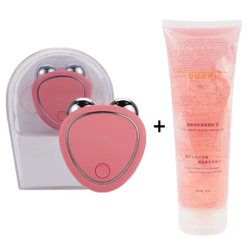 Beauty Massager Cold Gel Microcurrent Face Lifter V Line Anti-Wrinkle Roller Skin Tightening Rejuvenation Facial Lifts Slimming