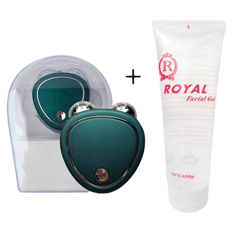 Beauty Massager Cold Gel Microcurrent Face Lifter V Line Anti-Wrinkle Roller Skin Tightening Rejuvenation Facial Lifts Slimming