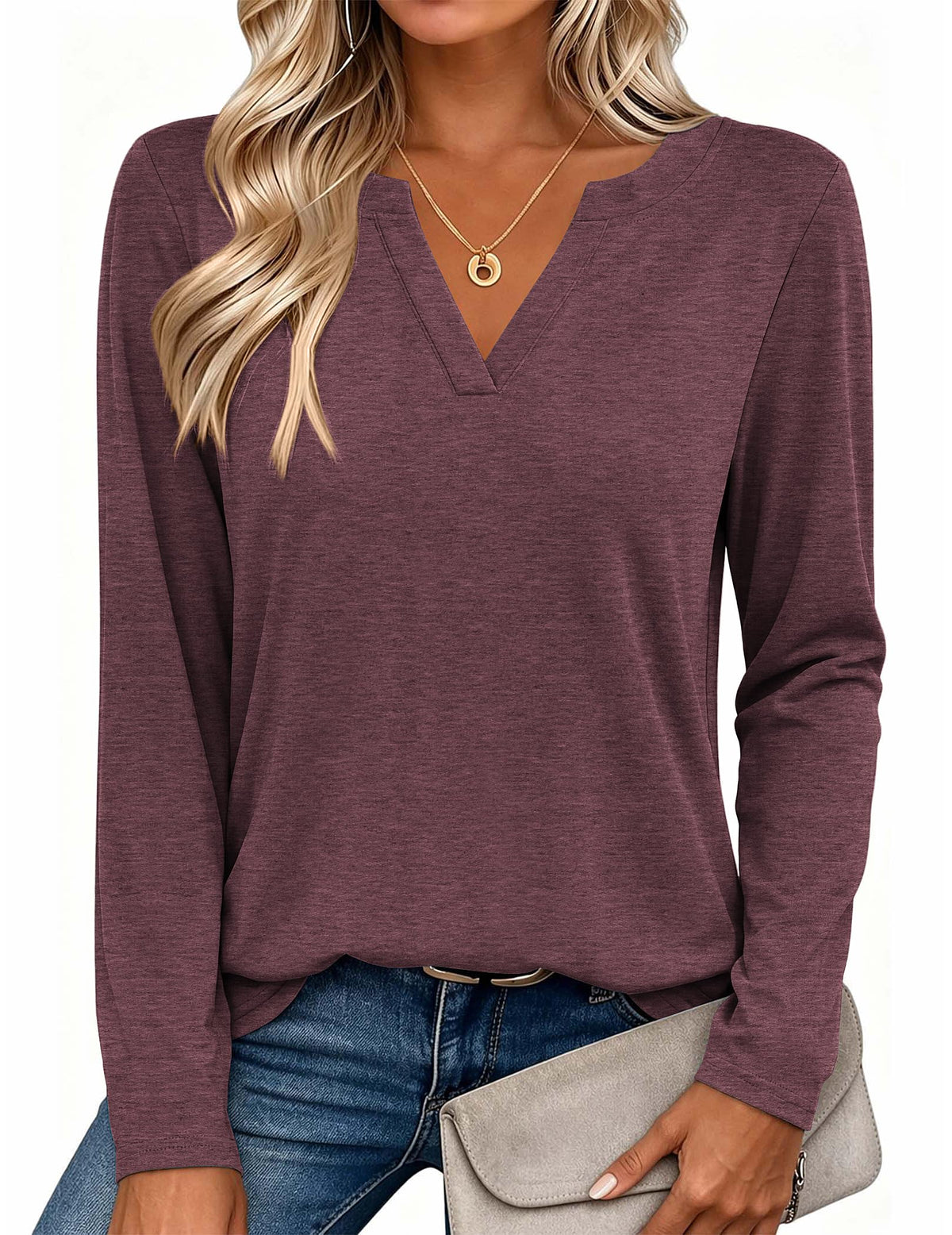 Zeagoo Womens Tops Long Sleeve V Neck Tee Shirts Cute Dressy Casual Clothing Business Work Blouse | Business Work Blouse,Basic Clothing,Elegant Fall Fashion 2026