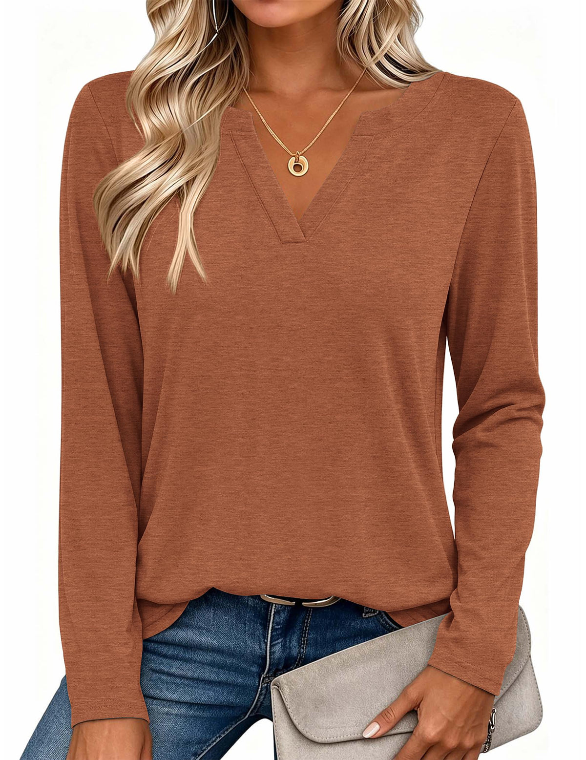 Zeagoo Womens Tops Long Sleeve V Neck Tee Shirts Cute Dressy Casual Clothing Business Work Blouse | Business Work Blouse,Basic Clothing,Elegant Fall Fashion 2026