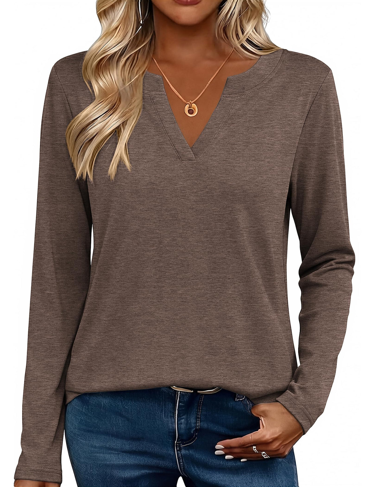 Zeagoo Womens Tops Long Sleeve V Neck Tee Shirts Cute Dressy Casual Clothing Business Work Blouse | Business Work Blouse,Basic Clothing,Elegant Fall Fashion 2026
