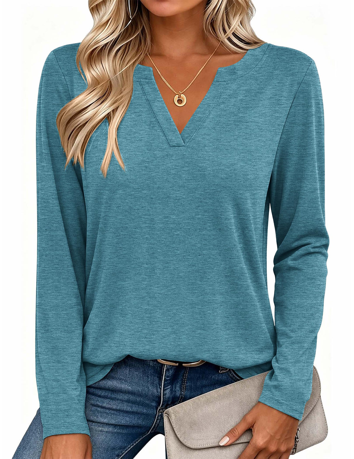 Zeagoo Womens Tops Long Sleeve V Neck Tee Shirts Cute Dressy Casual Clothing Business Work Blouse | Business Work Blouse,Basic Clothing,Elegant Fall Fashion 2026
