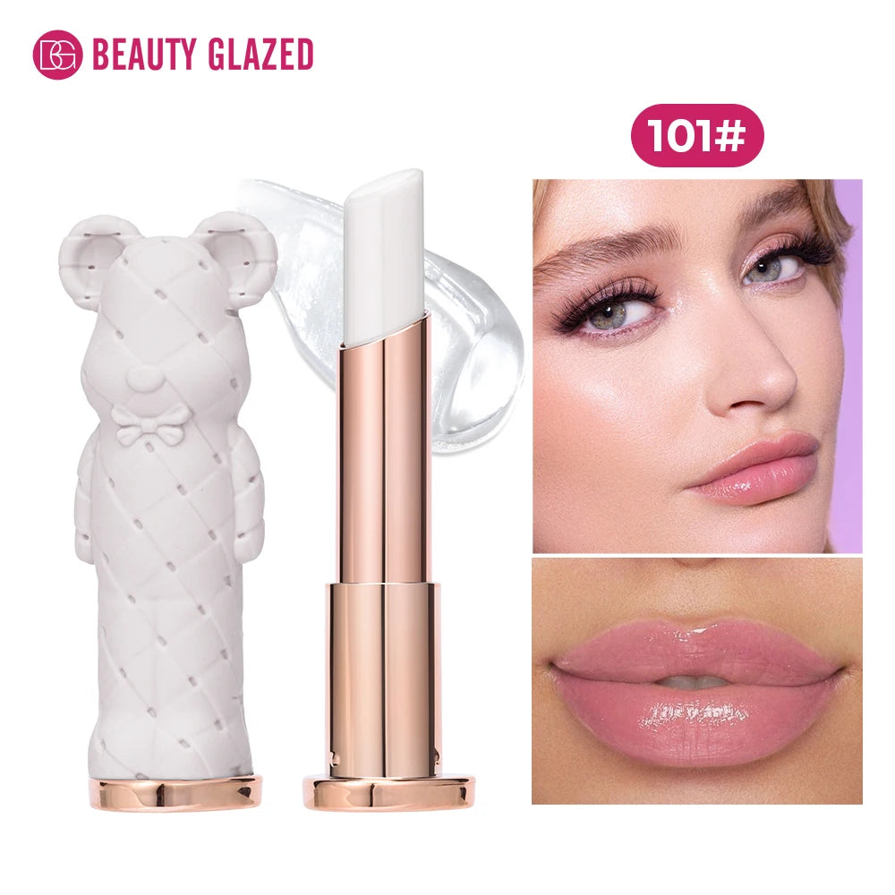 Beauty Glazed Bear Moisturizing Lipstick,Colored Lip Balm,Nourishing Lip stick,Easy To Color,Watery