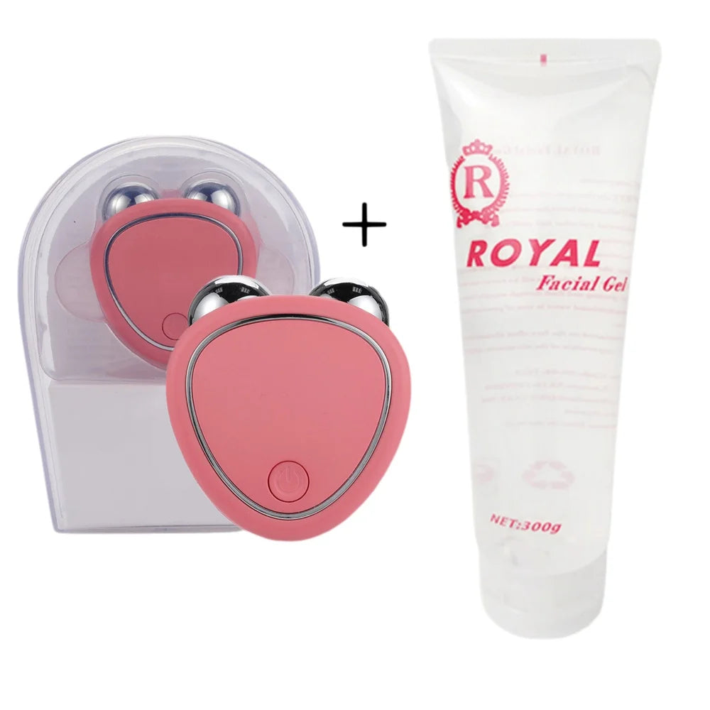 Beauty Massager Cold Gel Microcurrent Face Lifter V Line Anti-Wrinkle Roller Skin Tightening Rejuvenation Facial Lifts Slimming