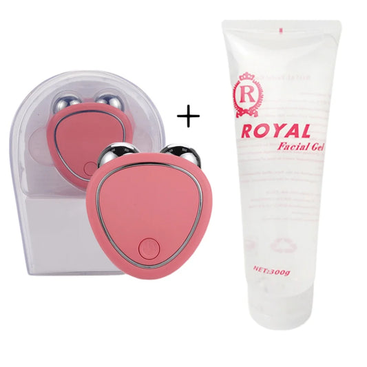 Beauty Massager Cold Gel Microcurrent Face Lifter V Line Anti-Wrinkle Roller Skin Tightening Rejuvenation Facial Lifts Slimming