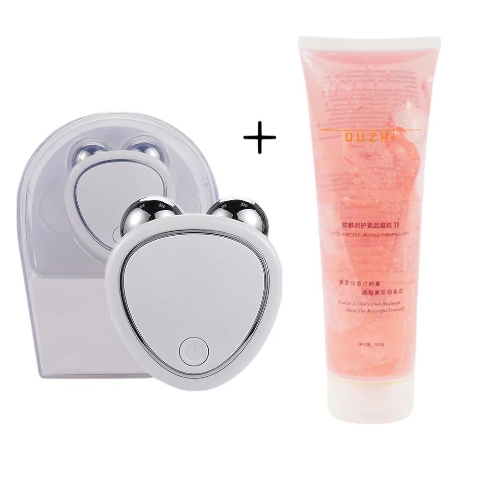 Beauty Massager Cold Gel Microcurrent Face Lifter V Line Anti-Wrinkle Roller Skin Tightening Rejuvenation Facial Lifts Slimming