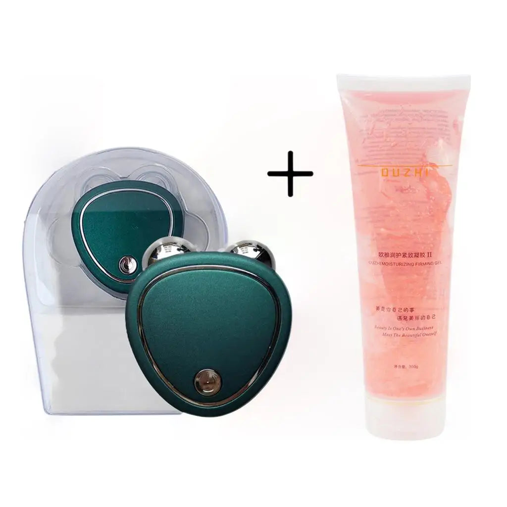Beauty Massager Cold Gel Microcurrent Face Lifter V Line Anti-Wrinkle Roller Skin Tightening Rejuvenation Facial Lifts Slimming