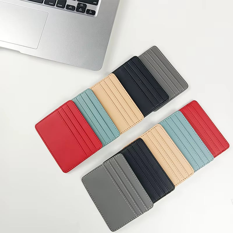 PU Leather ID Card Case - Slim Multi-Slot Holder for Bank/Credit Cards