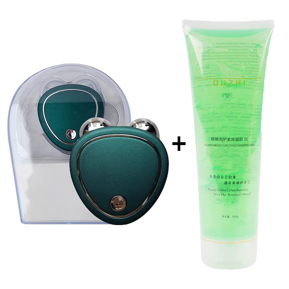 Beauty Massager Cold Gel Microcurrent Face Lifter V Line Anti-Wrinkle Roller Skin Tightening Rejuvenation Facial Lifts Slimming