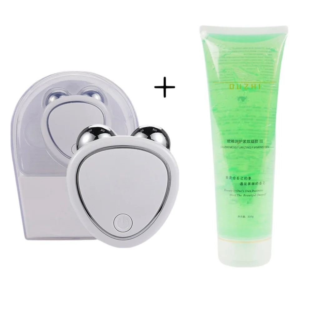 Beauty Massager Cold Gel Microcurrent Face Lifter V Line Anti-Wrinkle Roller Skin Tightening Rejuvenation Facial Lifts Slimming
